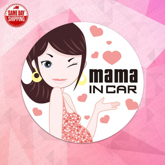 Universal Women's Mama in Car Pregnant Lady Sticker Car SUV Decoration Decal
