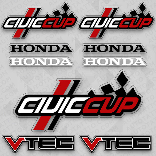 Universal Racing Sport Civic Cup VTEC Car Logo Sticker Vinyl 3D Decal Stripes