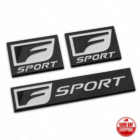 3x F-Sport Black Logo ABS Badge Side Fender Marker Trunk Lid Nameplate Emblem