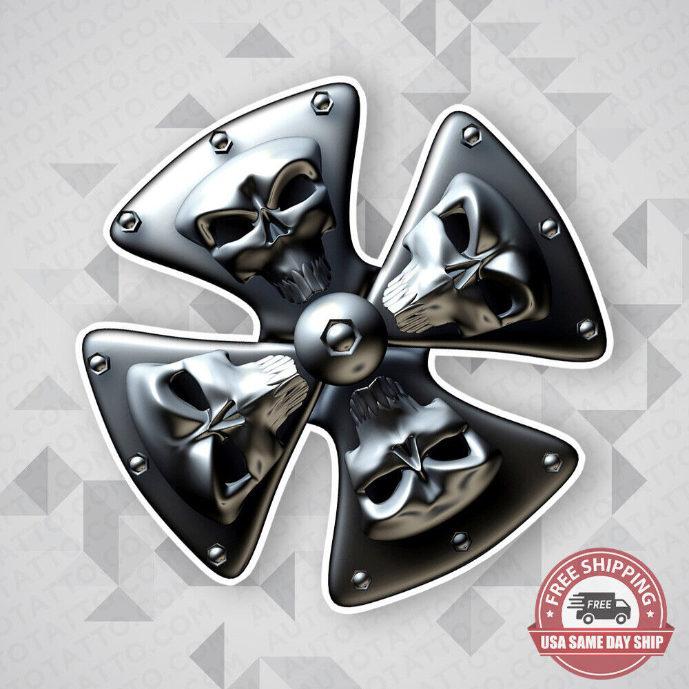 Cool Maltese Cross Skull 3D Sticker Decal Car Van Truck Liftgate Window Decorate