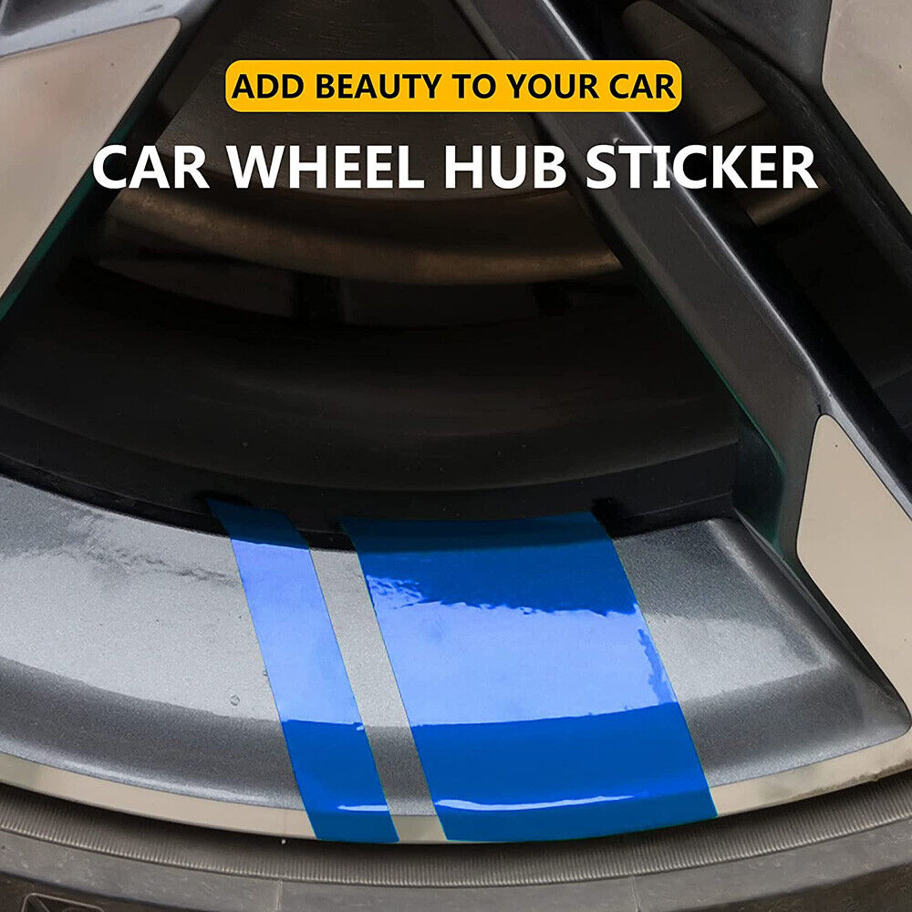 6pcs Car Wheels Tire Rim Vinyl Decal Racing Stripes Sport Decorate Sticker Blue