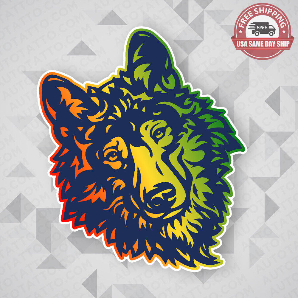 Colorful Wild Wolf Sticker Decal Laptop Car Van Truck Liftgate Window Decorate