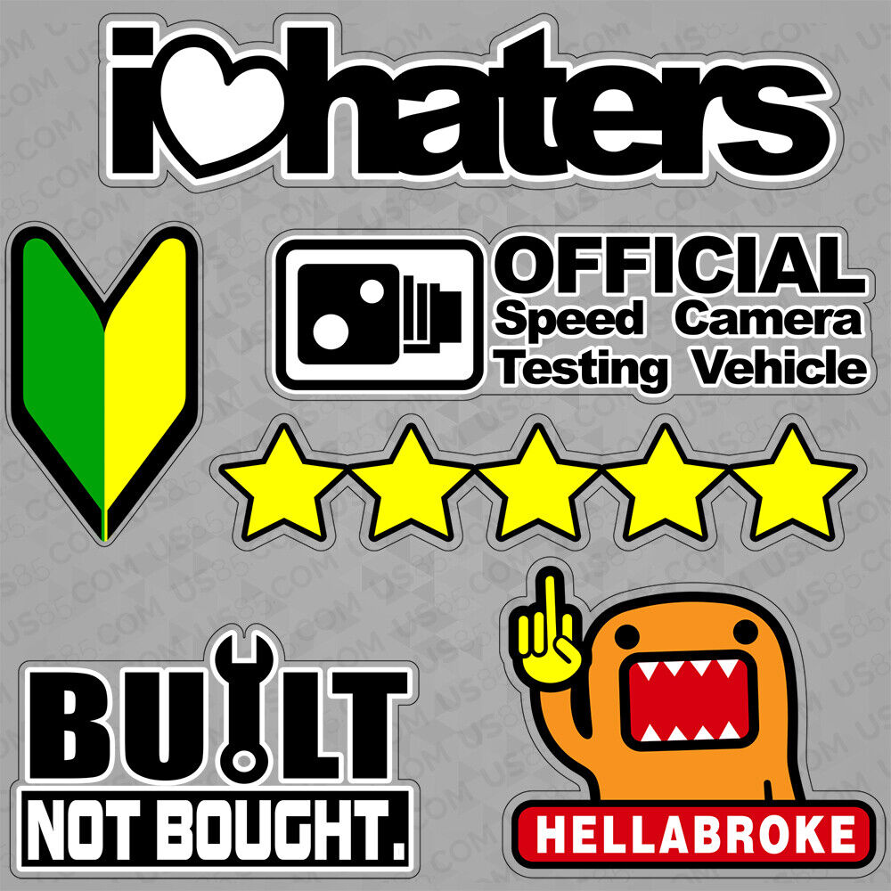 Personality Car Sticker I Love Haters Hellabroke Star Funny Cute 3D Decal Stripe