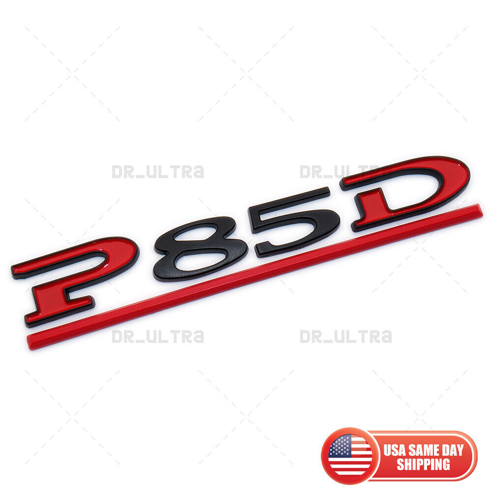 Tesla Liftgate P85D Performance Nameplate Logo Badge Emblem Sport Black & Red