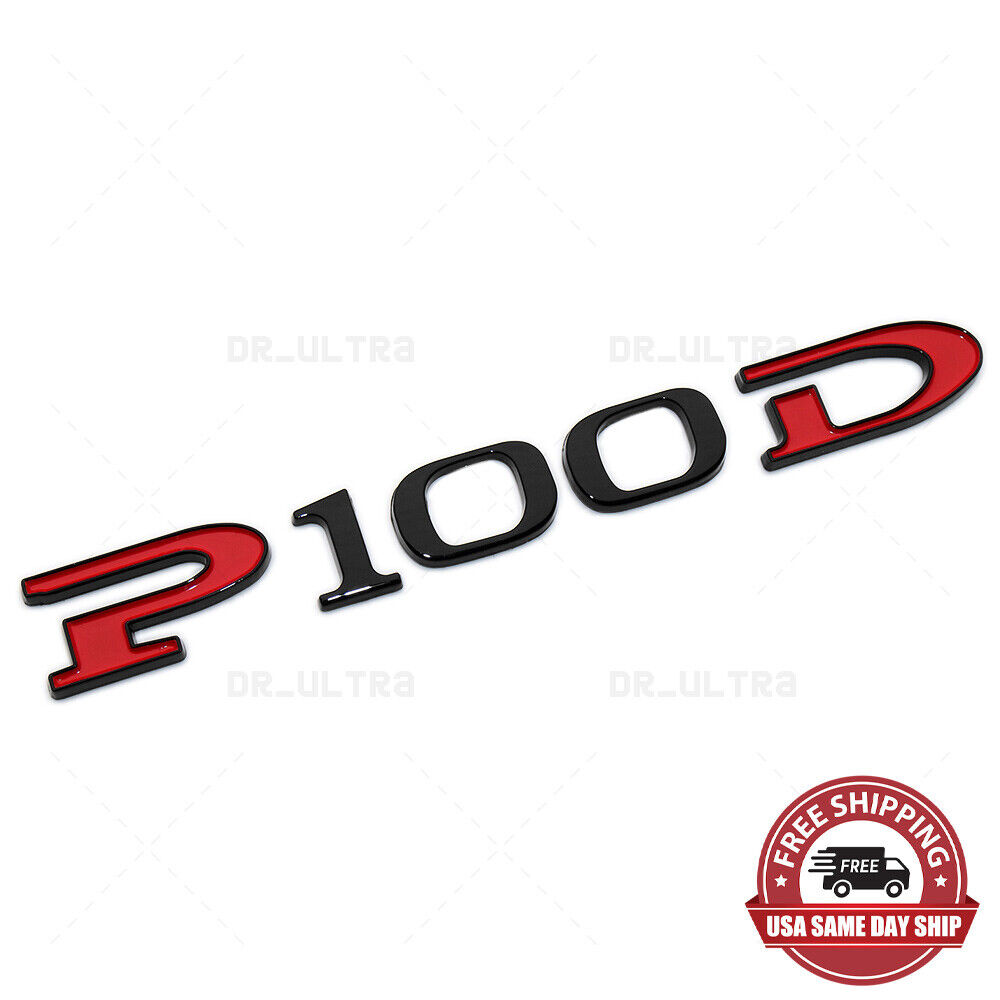 Tesla Rear Liftgate Model P100D Nameplate Logo Badge Emblem Sport Black & Red