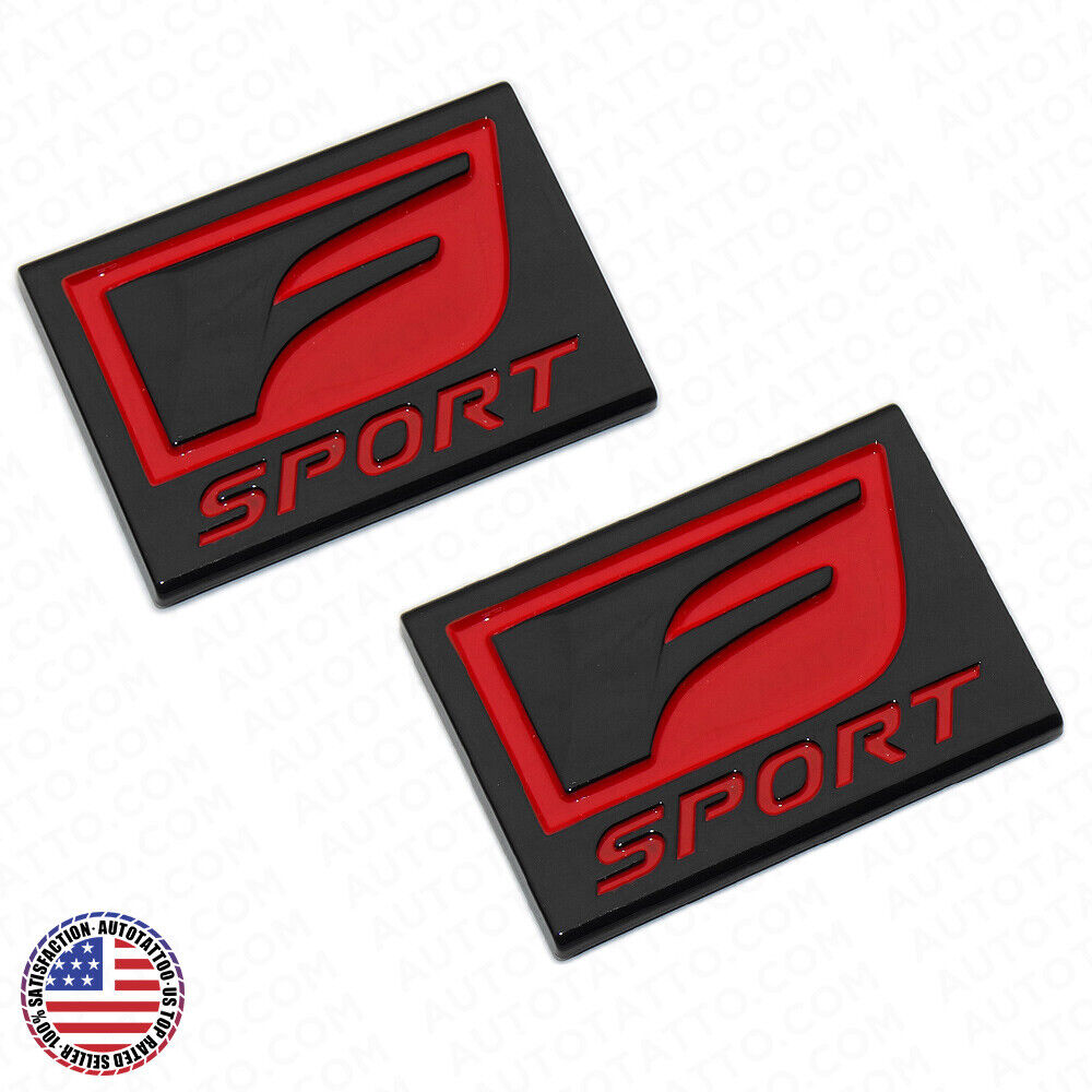 2x F-Sport Logo ABS Badge Side Fender Marker Adhesive Nameplate Emblem Black Red