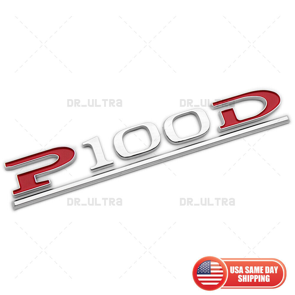 Tesla Liftgate P100D Performance Nameplate Logo Badge Emblem Sport Chrome Red