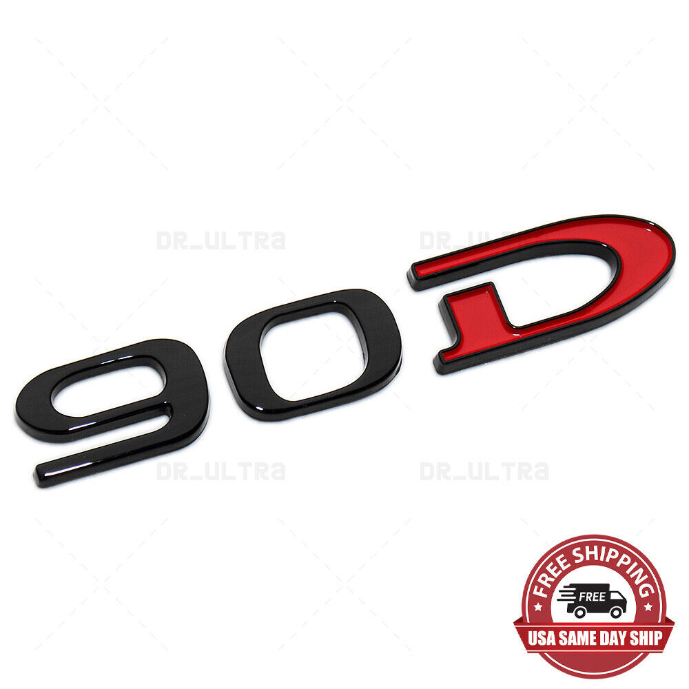 Tesla Rear Liftgate Lid Model 90D Nameplate Logo Badge Emblem Sport Black & Red