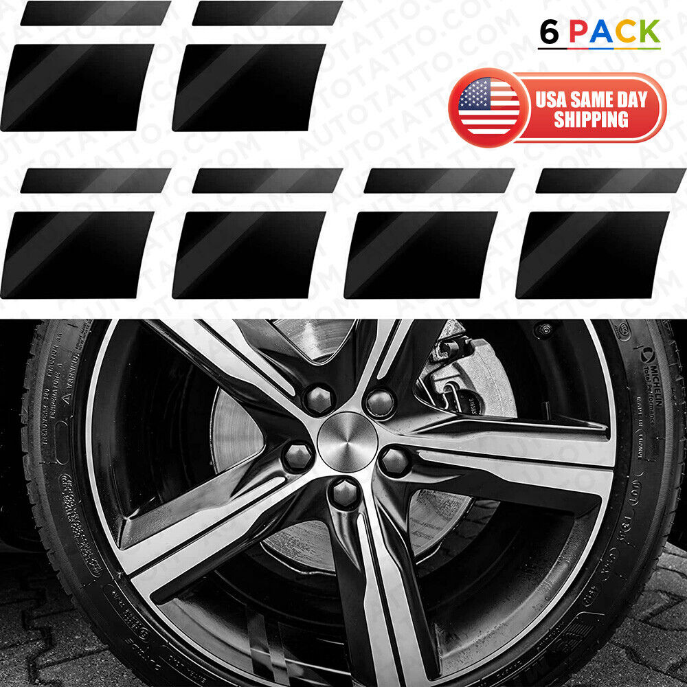 6x Car Wheels Tire Rim Vinyl Decal Racing Stripes Sport Decorate Sticker Black