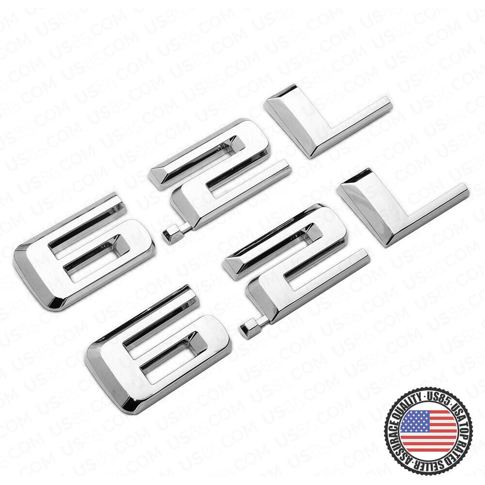 19-21 2x OEM Chrome Chevy Silverado 1500 6.2L Hood Letter Logo Emblem Badge Z71