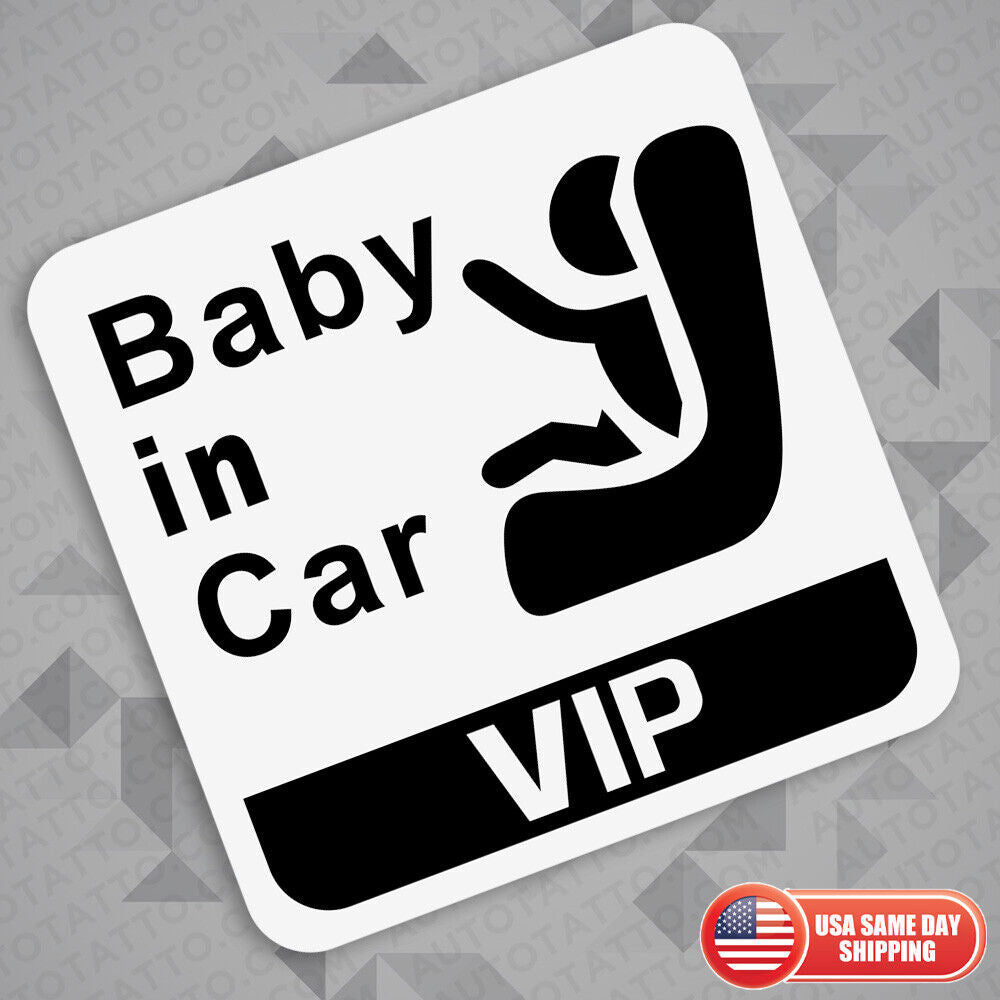 Cute Baby in Car Seat VIP Sticker Decal Kid on Board Van Trunk Window Decorate