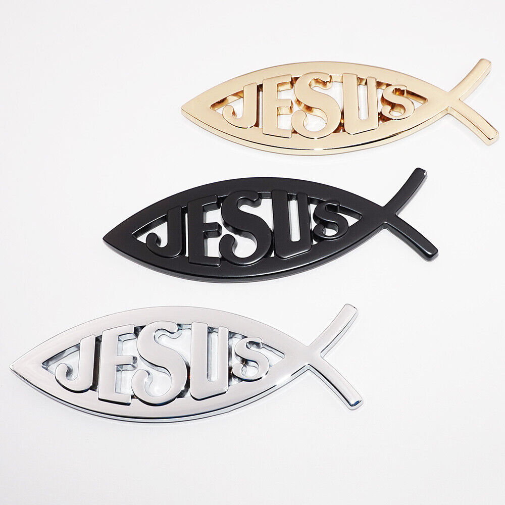 Universal 3D Fashion Metal Jesue Fish Cross Car Decal Sticker Decoration