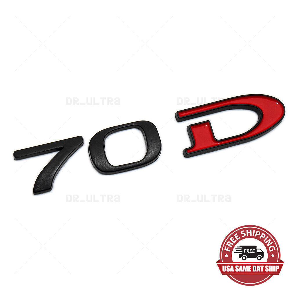 Tesla Rear Liftgate Lid Model 70D Nameplate Logo Badge Emblem Sport Black Red