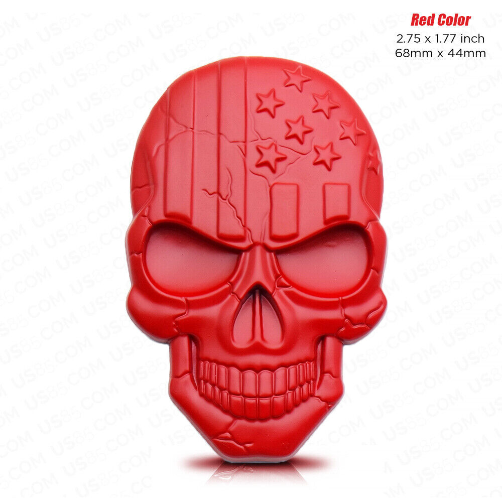 Universal 3D Fashion Metal Skull w/ USA Flag Emblem Car Decal Sticker Decoration