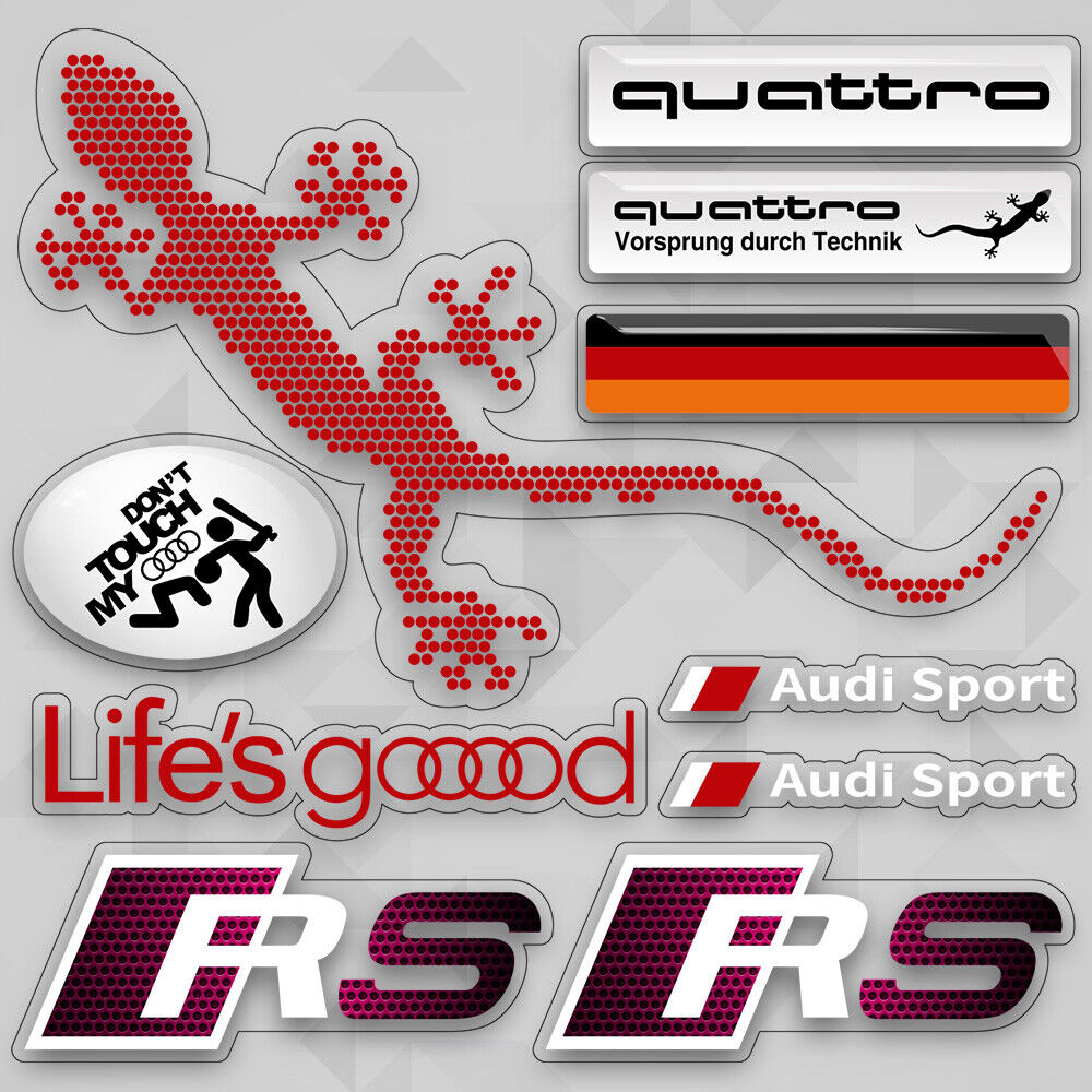 Audi Sport RS Quattro Germany Racing Car Logo Sticker Vinyl Stripes Decal Decor