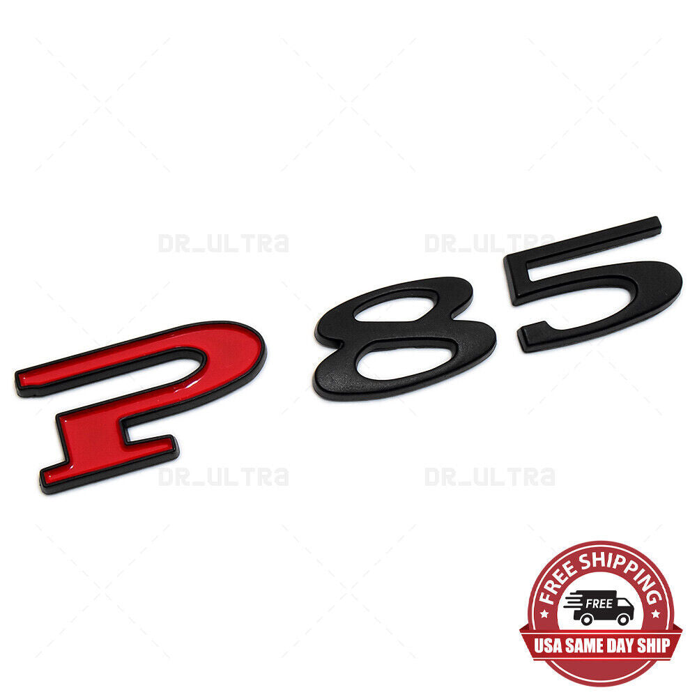 Tesla Rear Liftgate Lid Model P85 Nameplate Logo Badge Emblem Sport Black Red