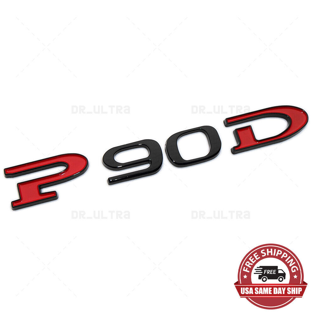 Tesla Rear Liftgate Lid Model P90D Nameplate Logo Badge Emblem Sport Black & Red