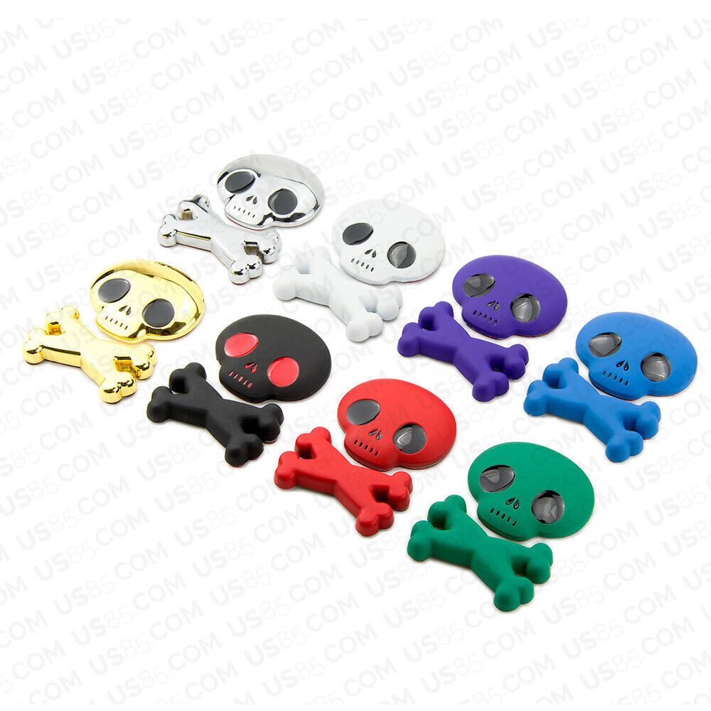 3D Fashion Metal Cute Skull w/ Bone Car Decal Badge Emblem Sticker Decoration