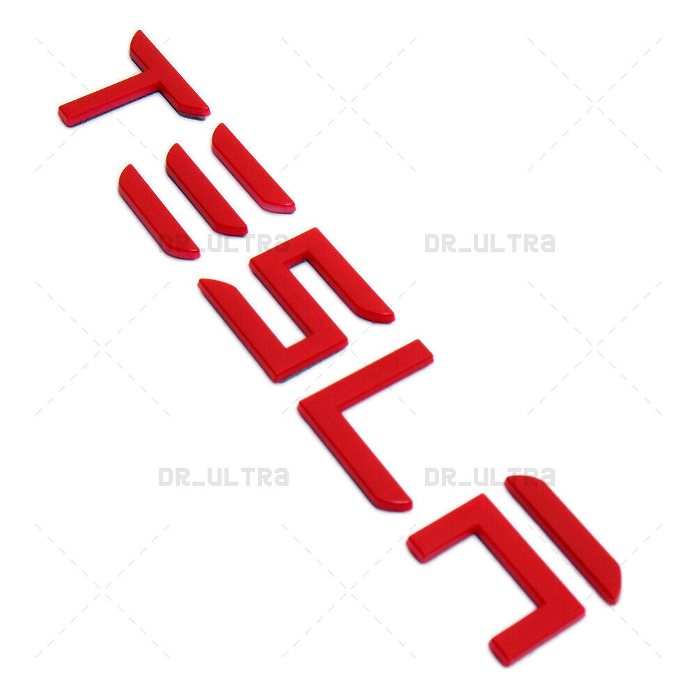Tesla Rear Trunk 3D Decal Insert Letters Nameplate Logo Badge Emblem Sport Red