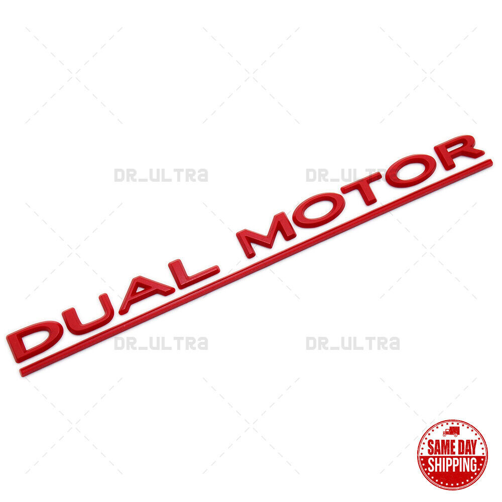 Tesla Rear Liftgate Lid Dual Motor Performance Nameplate Logo Badge Emblem Red