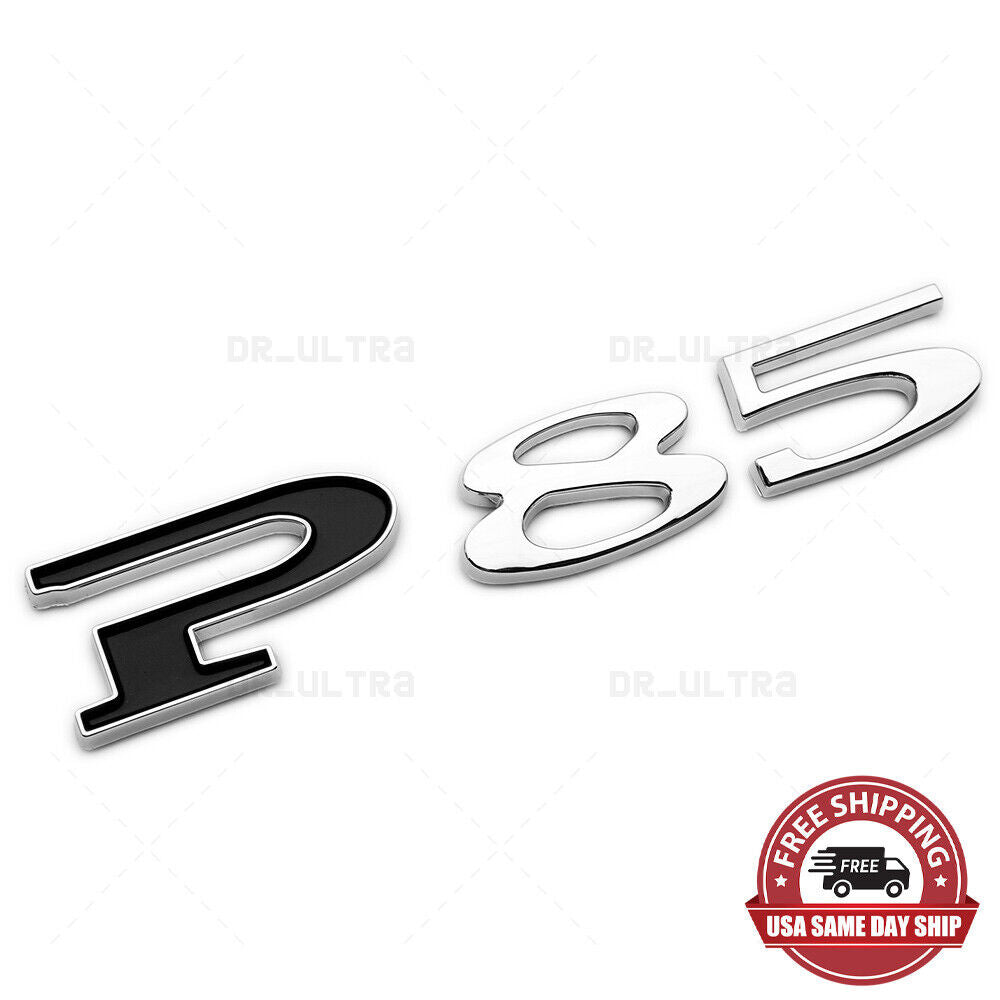 Tesla Rear Liftgate Lid Model P85 Nameplate Logo Badge Emblem Sport Chrome Black